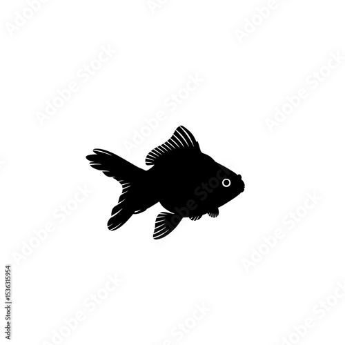 A silhouette of a goldfish, white background.
