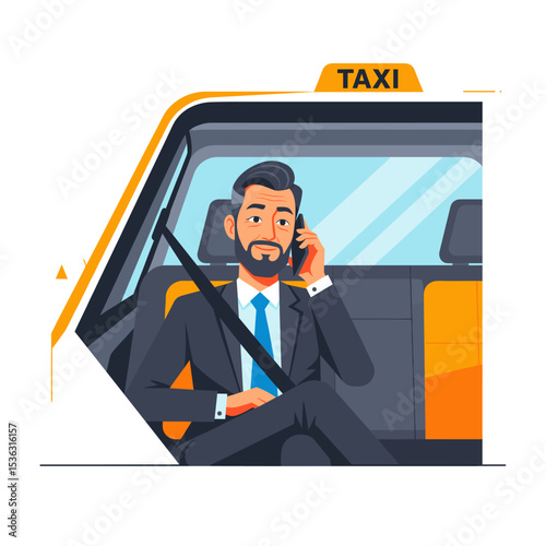 Concept vector illustration of a businessman commuting to work.