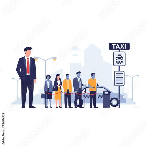 Concept vector illustration of a businessman commuting to work.