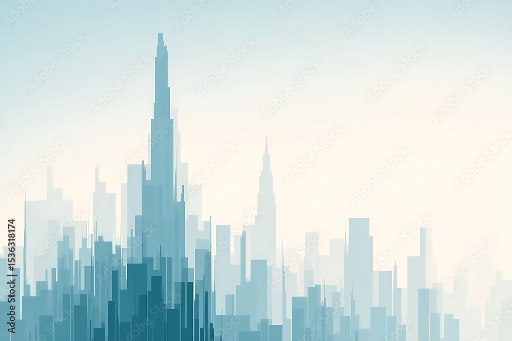 Obraz premium Abstract modern metropolis in muted blue tones