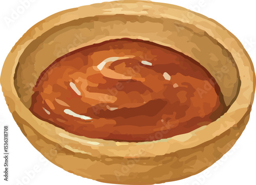 Rich, spicy gochujang sauce in a rustic wooden bowl, featuring a vibrant red hue and smooth texture, embodying the bold and authentic flavors of traditional Korean cuisine
