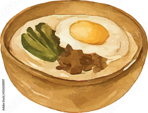 Colorful bibimbap with rice, assorted vegetables, fried egg, and spicy gochujang sauce, served in a rustic bowl, showcasing vibrant textures and flavors of traditional Korean cuisine