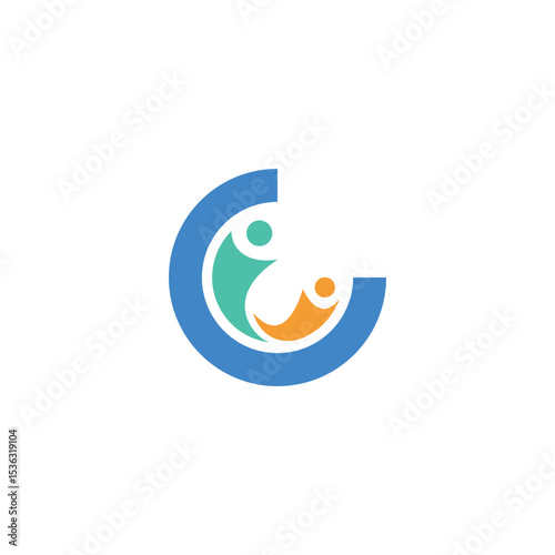 Colorful C Letter Community Care Logo Vector Illustration.