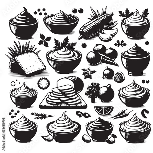 Black Hummus Silhouette Vector, High Quality Illustration on White Background