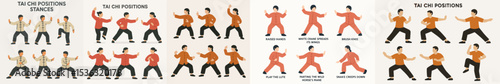 Vector Set Tai chi positions stances martial arts