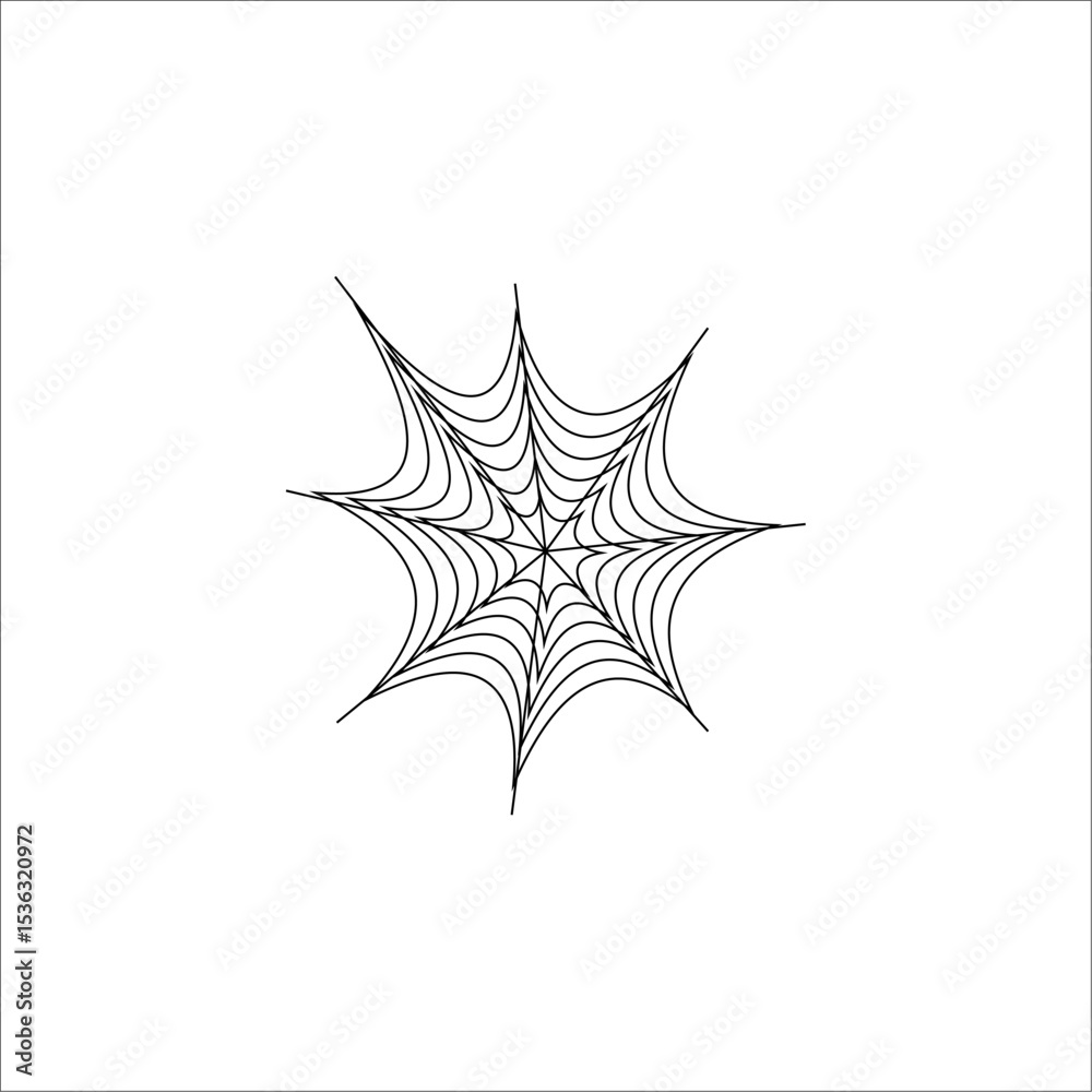 Fototapeta premium Minimalist Spider Web Line Art on White Background 
