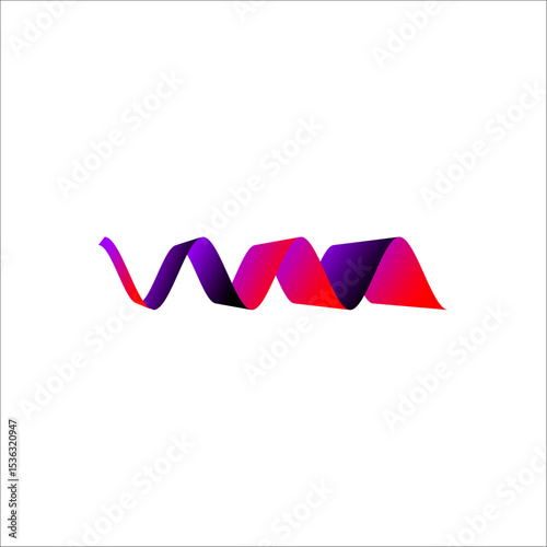 Single wavy gradient ribbon in red purple and black on white