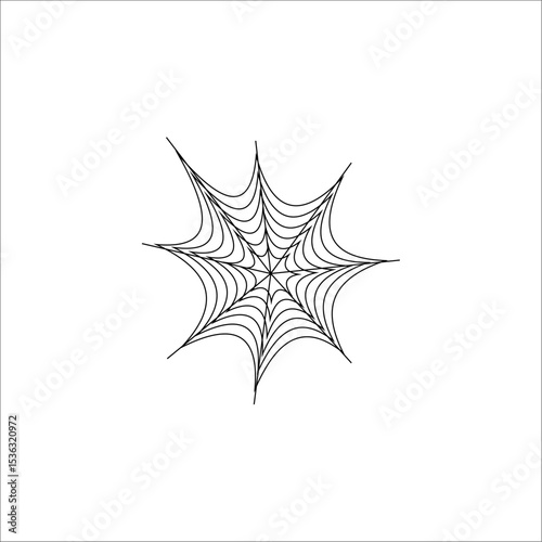 Minimalist Spider Web Line Art on White Background
