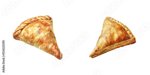 apple turnover watercolor vector illustration