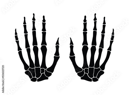 Black Hand Bone Icon Vector Solid Design