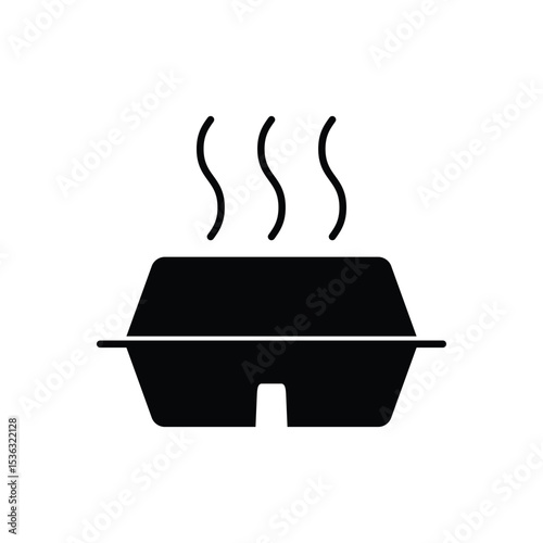 Black Lunch Box Icon Vector Solid Design