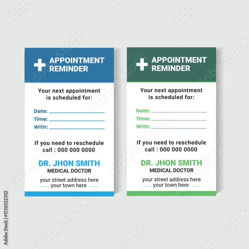 Medical Appointment Reminder Card Template for Doctors and Clinics