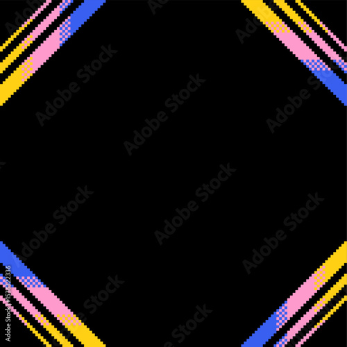 Disco Retro Spinning Light Frame on Dark Background, Pixel Art Style