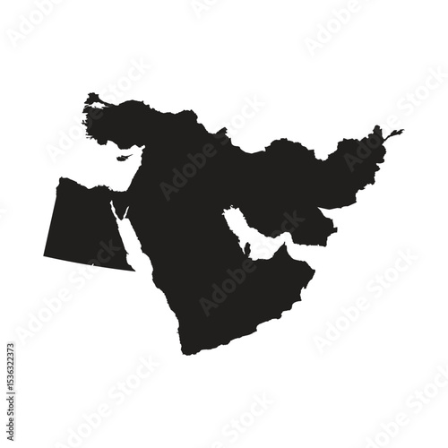 Middle East Black Map Vector Design