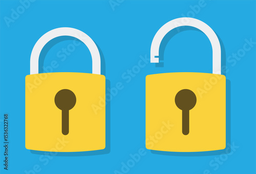Padlock Icon Flat Sign Symbol Design