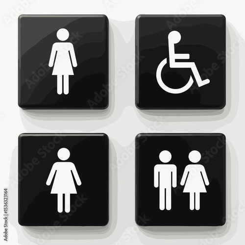 Toilet Signs Vector Icons - Restroom and Bathroom Symbols Illustration