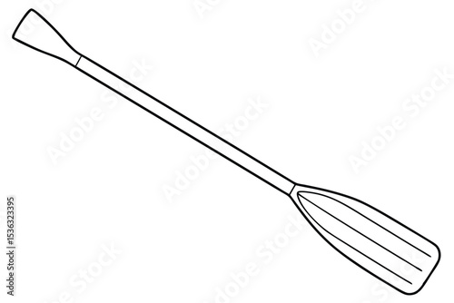 Canoe Paddle A Simple Line Drawing Illustration of a Classic Boating Paddle