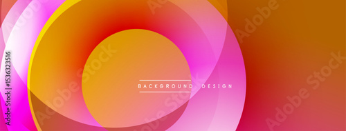 Abstract vibrant layers create dynamic circular design. Orange, pink hues blend smoothly, forming modern backdrop.