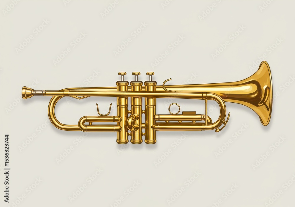 Fototapeta premium Illustration of a golden trumpet musical instrument