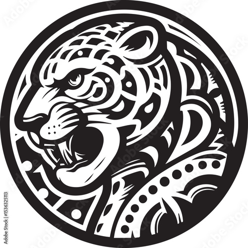 Black and White Jaguar Vector Illustration – Minimalist Wild Cat Silhouette Art	
