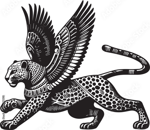Black and White Jaguar Vector Illustration – Minimalist Wild Cat Silhouette Art	
