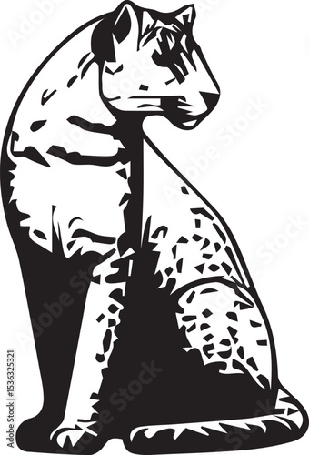 Black and White Jaguar Vector Illustration – Minimalist Wild Cat Silhouette Art	
