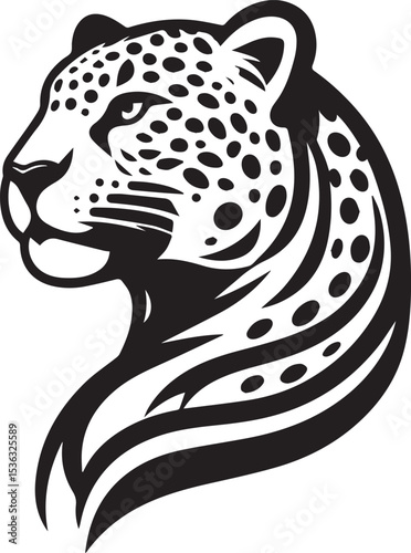 Black and White Jaguar Vector Illustration – Minimalist Wild Cat Silhouette Art	
