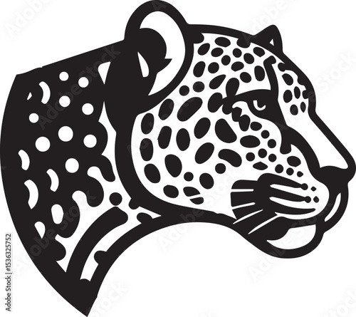 Black and White Jaguar Vector Illustration – Minimalist Wild Cat Silhouette Art	
