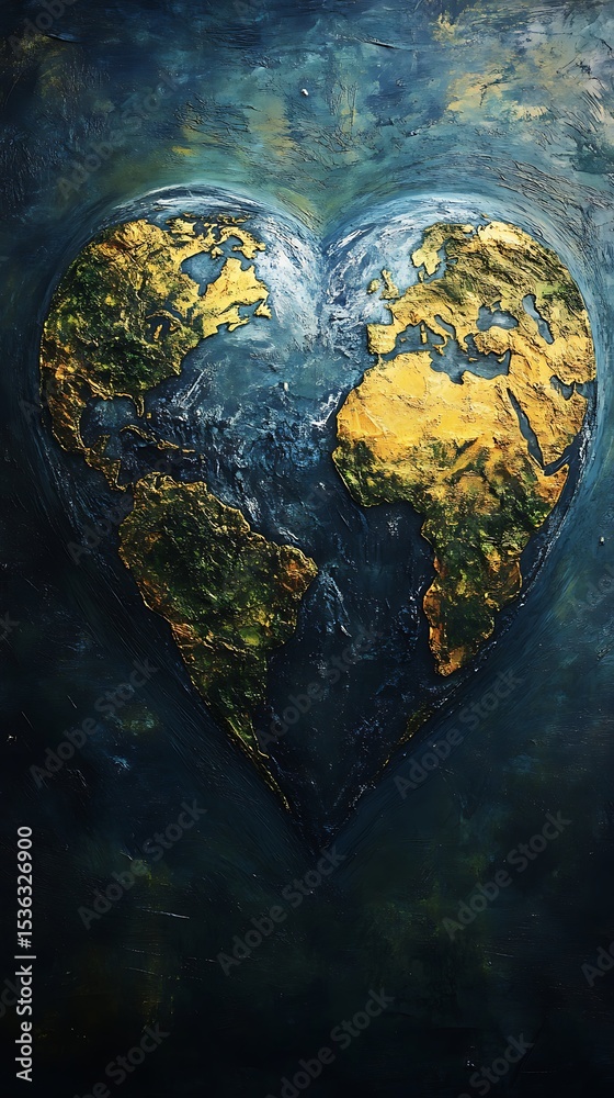Fototapeta premium Heart shaped earth
