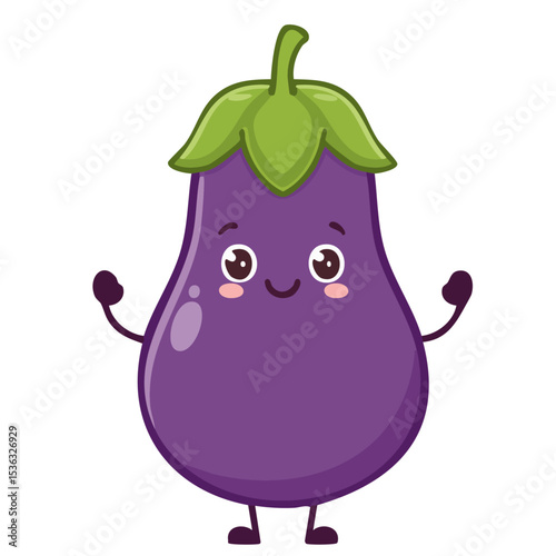 元気なナスのキャラクターイラスト