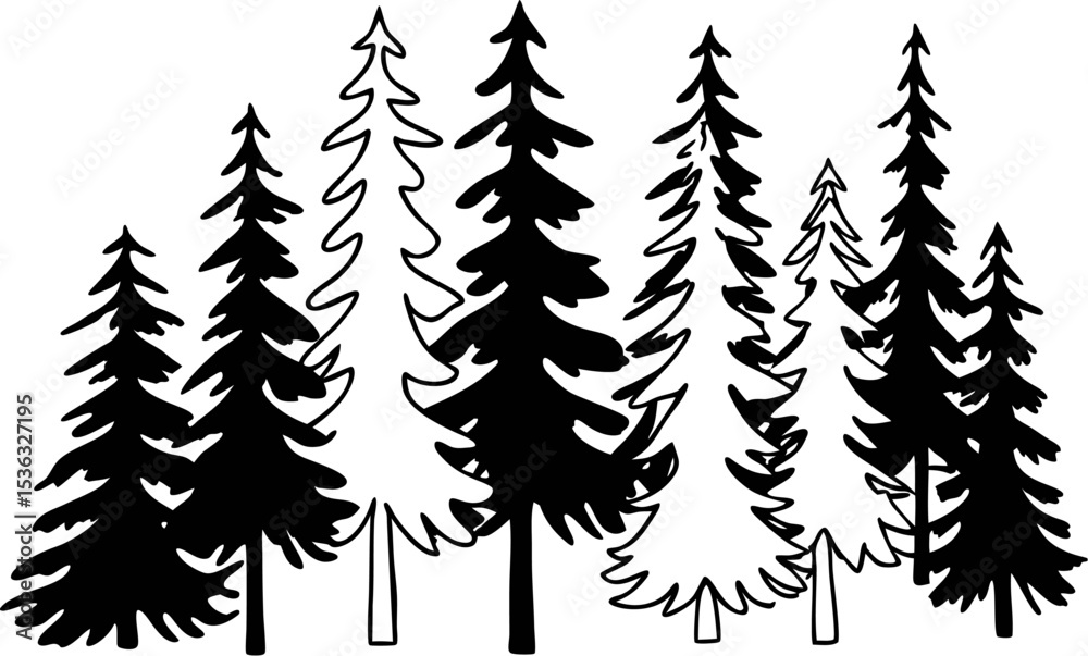 Fototapeta premium forest tree silhouette collection vector (1).eps