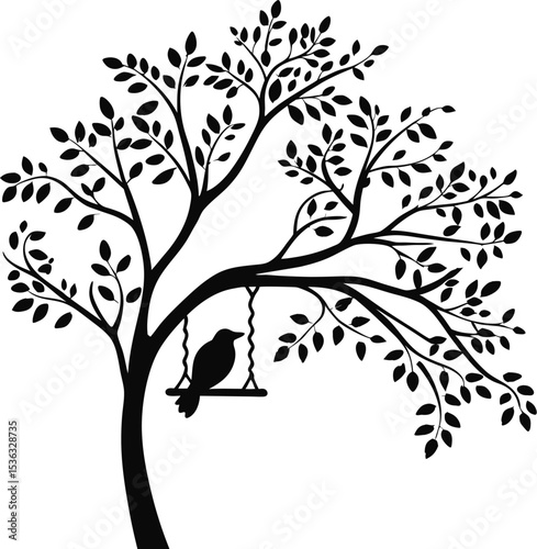 tree wall decoration concept  bird on branch wall  (1).eps