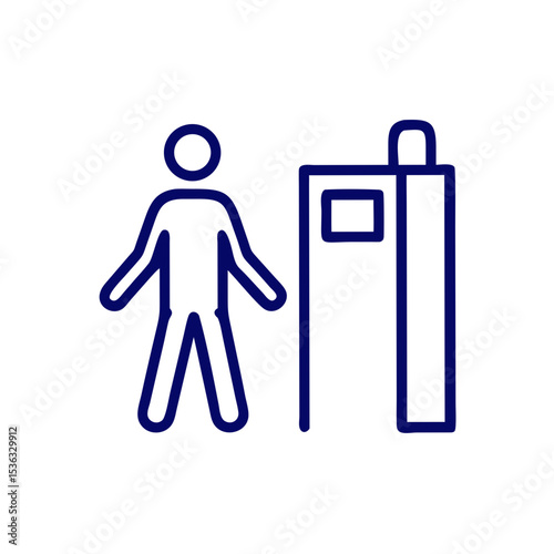 Simple line illustration of person at security checkpoint  