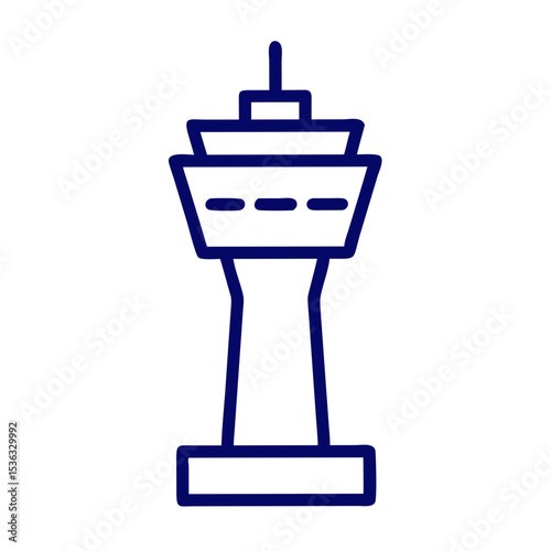 Minimal line icon of a control tower with radar for aviation use  