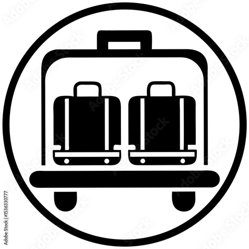 Luggage trolley icon with two suitcases in minimalist style  
