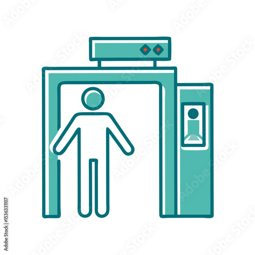 Icon of a security checkpoint with metal detector and person  
