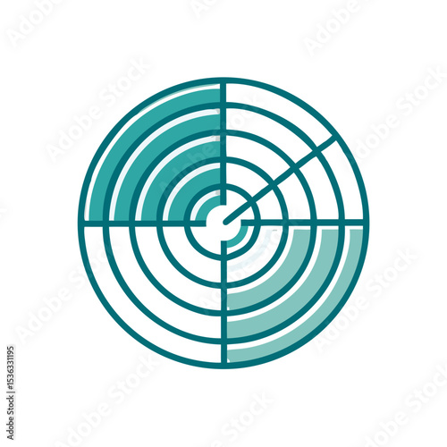 Monochrome icon of air traffic control radar screen design  