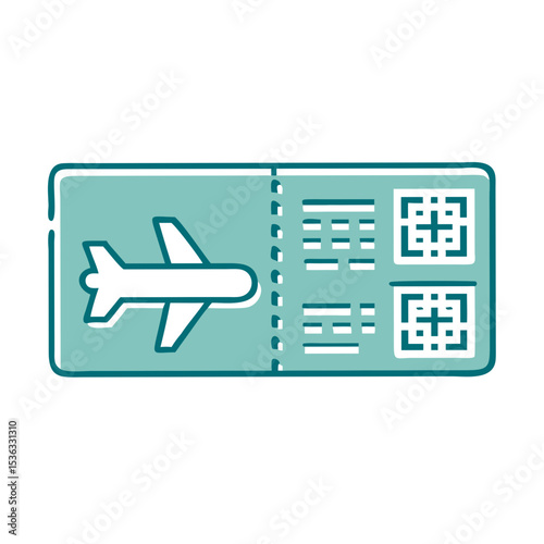 Airplane boarding pass with QR code in minimalist design  