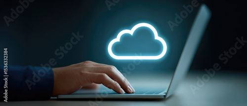 Cloud computing action remote office digital interaction virtual environment close-up viewpoint technology concept for enhanced productivity