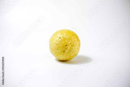 lemon with slice and green leaves isolated on white background. clipping path
