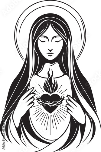 Assumption of Mary Christian Festival Vector Design