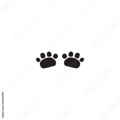 Minimalist design of two black animal paw prints on a white background