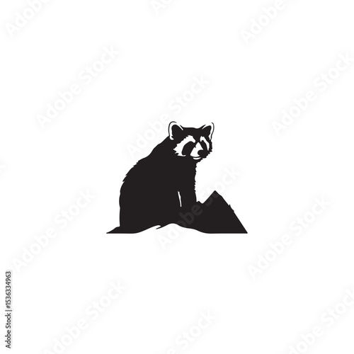 Raccoon silhouette vector illustration isolated on white background animal wildlife design