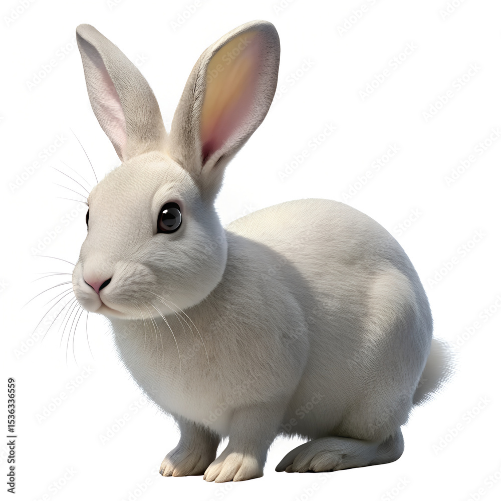 Obraz premium A white rabbit isolated on white
