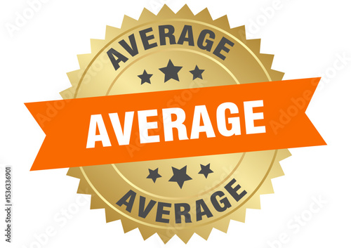 average. average round orange and gold label isolated on transparent background