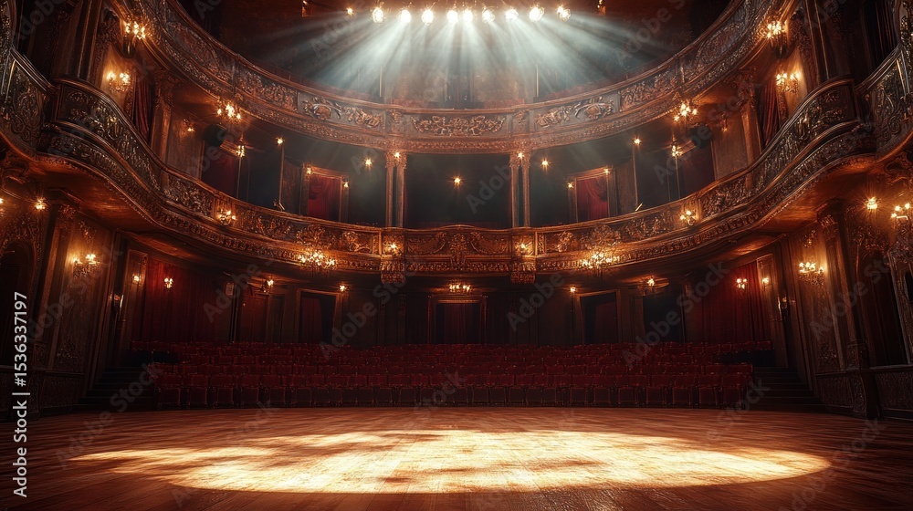 Obraz premium Grand theater interior, spotlight