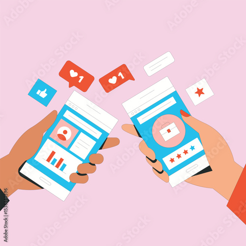 Social media marketing mobile vector design.