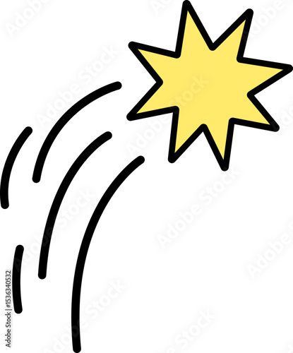 별똥별 라인드로잉 스티커 아이콘(shooting star line drawing icon)