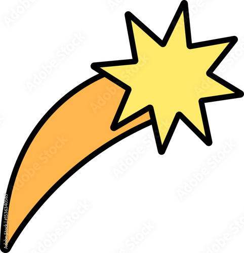 별똥별 라인드로잉 스티커 아이콘(shooting star line drawing icon)