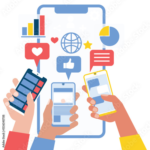 Social media marketing mobile vector design.